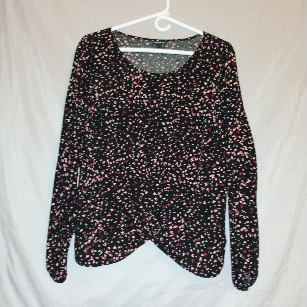 Torrid Black and Pink Patterned Blouse